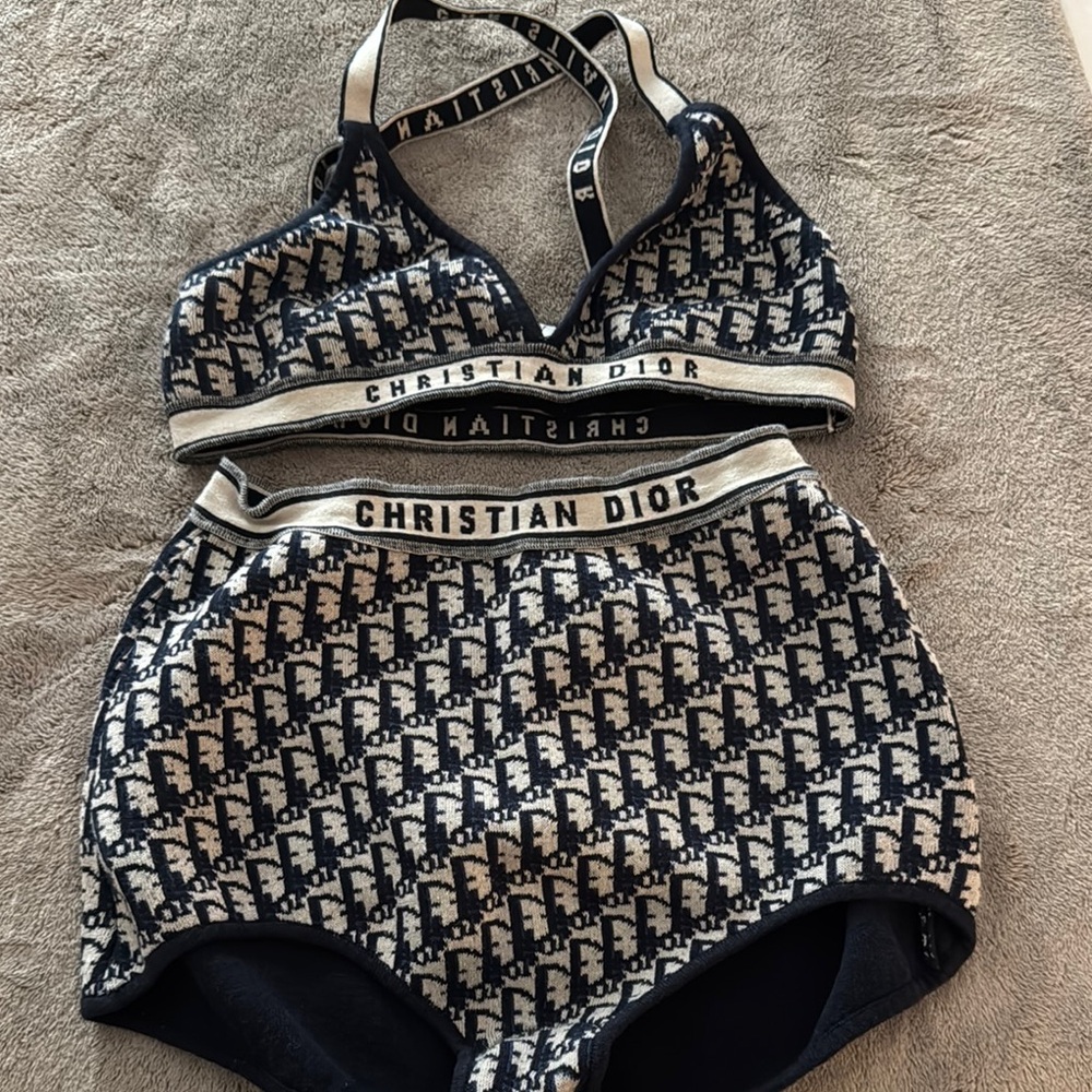 Christian Dior Navy and Cream Set